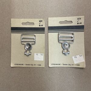 Streamline Metal Overall Buckles for 1.25 in Straps Set of 2 Silver Colored Vtg